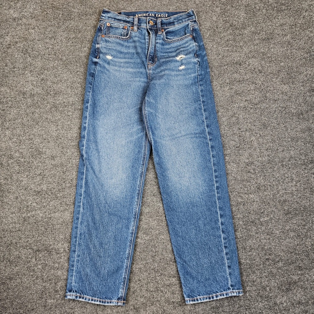 American Eagle Super High-Rise Baggy Straight Jeans Women's 00 SHORT Strigid